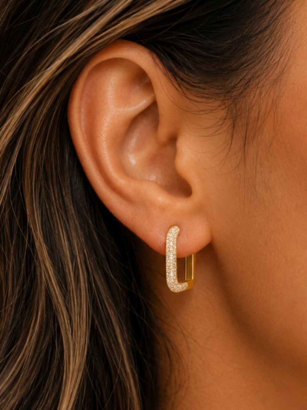 "Aveline" Gold or Silver Pavé  Hoops